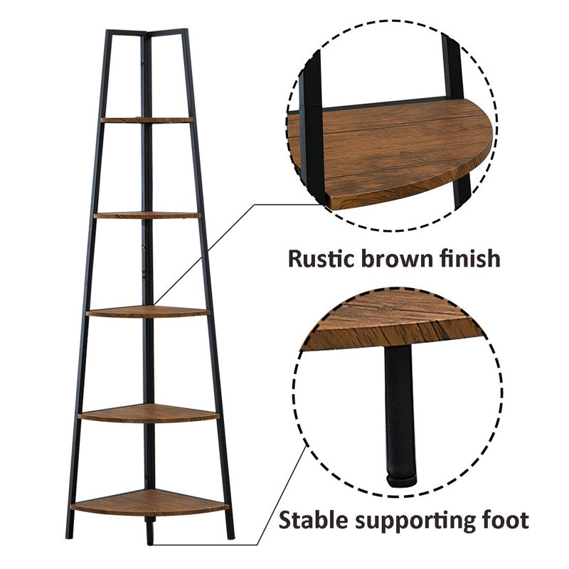 Union Rustic Mel 72 H x 17 W Iron Corner Bookcase Reviews Wayfair